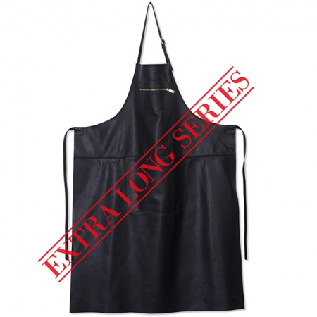 dutchdeluxes schort Extra-long-apron-Leather-zipper-style-Black knoopsschat aalter