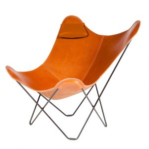 cuero polo-Butterfly-Chair-Black-Frame knoopsschat aalter